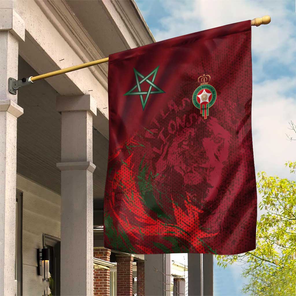 Morocco National Football Garden Flag The Atlas Lions Grunge with National Flag - Wonder Print Shop