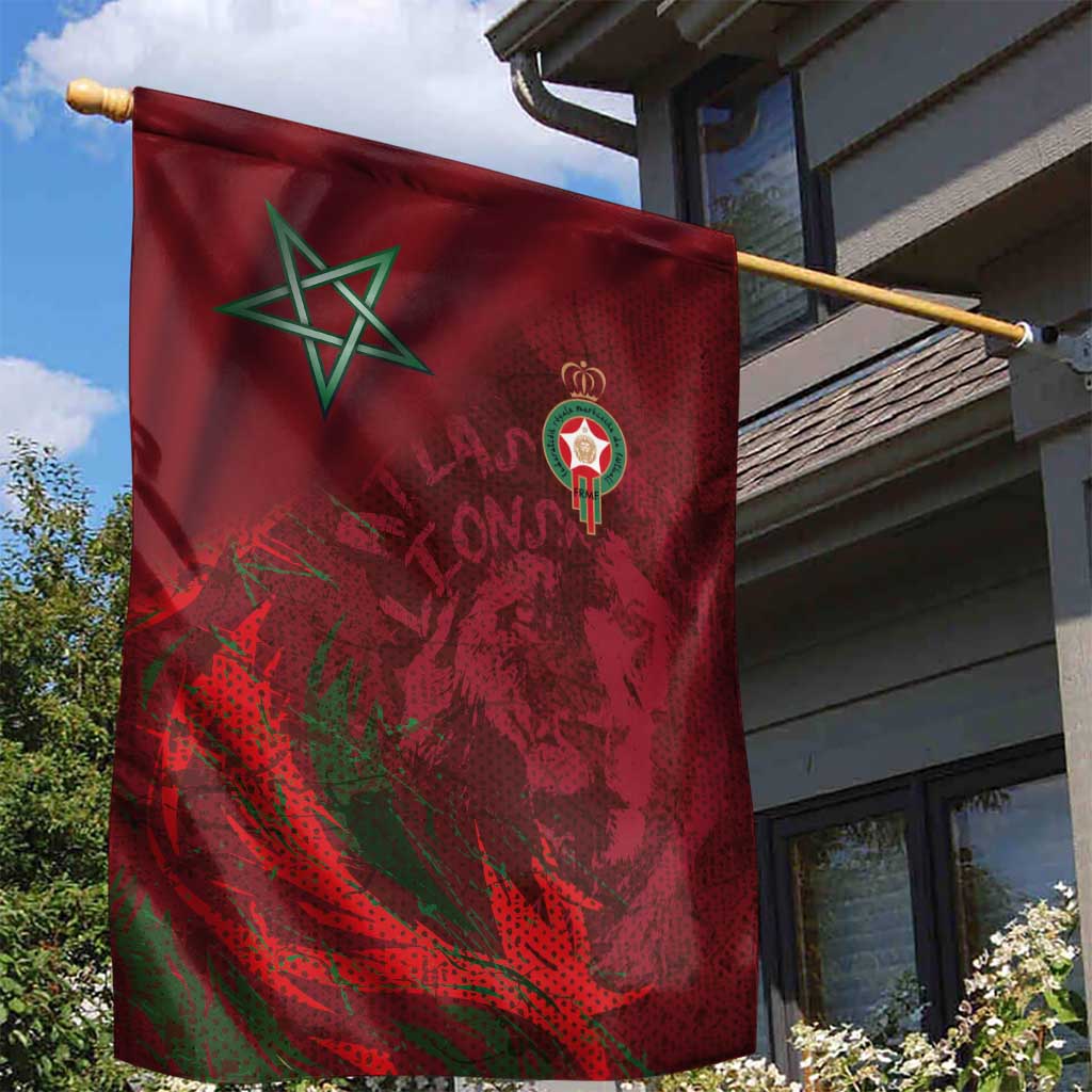 Morocco National Football Garden Flag The Atlas Lions Grunge with National Flag - Wonder Print Shop