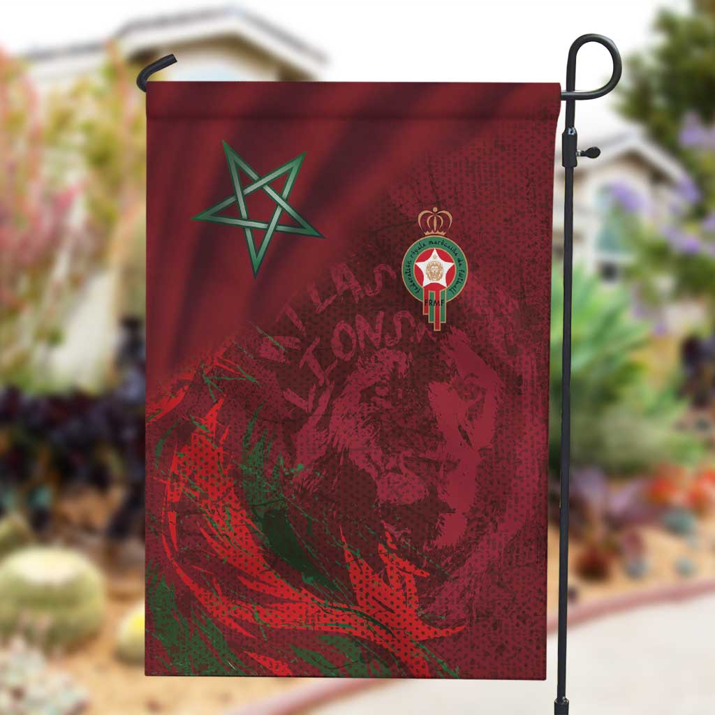 Morocco National Football Garden Flag The Atlas Lions Grunge with National Flag - Wonder Print Shop