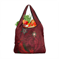 Morocco National Football Grocery Bag The Atlas Lions Grunge with National Flag - Wonder Print Shop