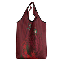 Morocco National Football Grocery Bag The Atlas Lions Grunge with National Flag - Wonder Print Shop