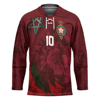 Custom Morocco National Football Hockey Jersey The Atlas Lions Grunge with National Flag - Wonder Print Shop