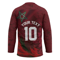 Custom Morocco National Football Hockey Jersey The Atlas Lions Grunge with National Flag - Wonder Print Shop