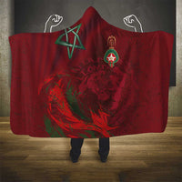 Morocco National Football Hooded Blanket The Atlas Lions Grunge with National Flag - Wonder Print Shop