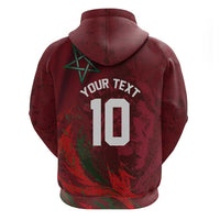 Custom Morocco National Football Hoodie The Atlas Lions Grunge with National Flag - Wonder Print Shop