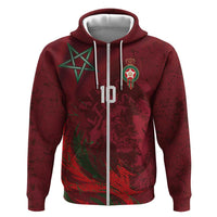 Custom Morocco National Football Hoodie The Atlas Lions Grunge with National Flag - Wonder Print Shop
