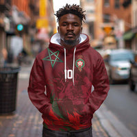 Custom Morocco National Football Hoodie The Atlas Lions Grunge with National Flag - Wonder Print Shop