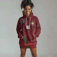 Custom Morocco National Football Hoodie Dress The Atlas Lions Grunge with National Flag - Wonder Print Shop