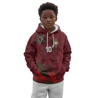 Custom Morocco National Football Kid Hoodie The Atlas Lions Grunge with National Flag - Wonder Print Shop