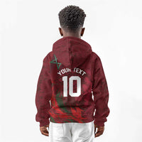 Custom Morocco National Football Kid Hoodie The Atlas Lions Grunge with National Flag - Wonder Print Shop