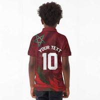 Custom Morocco National Football Kid Polo Shirt The Atlas Lions Grunge with National Flag - Wonder Print Shop