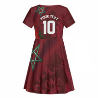 Custom Morocco National Football Kid Short Sleeve Dress The Atlas Lions Grunge with National Flag - Wonder Print Shop