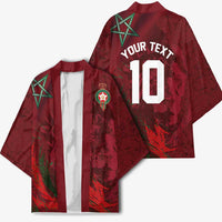 Custom Morocco National Football Kimono The Atlas Lions Grunge with National Flag - Wonder Print Shop