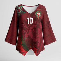 Custom Morocco National Football Kimono Sleeve Blouse The Atlas Lions Grunge with National Flag - Wonder Print Shop