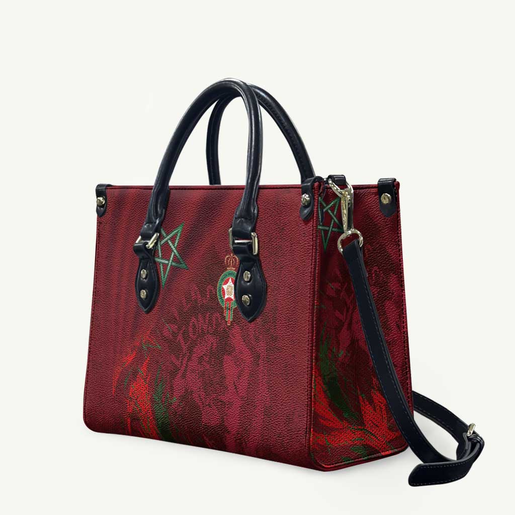 Morocco National Football Leather Bag The Atlas Lions Grunge with National Flag - Wonder Print Shop
