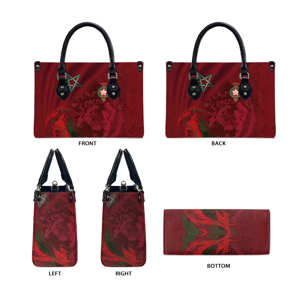 Morocco National Football Leather Bag The Atlas Lions Grunge with National Flag - Wonder Print Shop