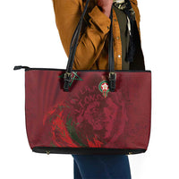 Morocco National Football Leather Tote Bag The Atlas Lions Grunge with National Flag - Wonder Print Shop