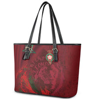 Morocco National Football Leather Tote Bag The Atlas Lions Grunge with National Flag - Wonder Print Shop