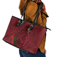 Morocco National Football Leather Tote Bag The Atlas Lions Grunge with National Flag - Wonder Print Shop