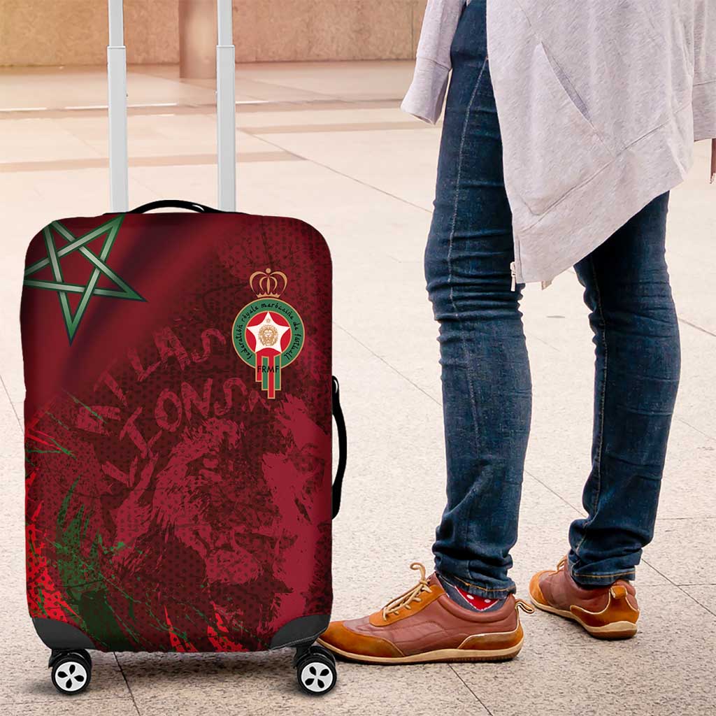 Morocco National Football Luggage Cover The Atlas Lions Grunge with National Flag - Wonder Print Shop