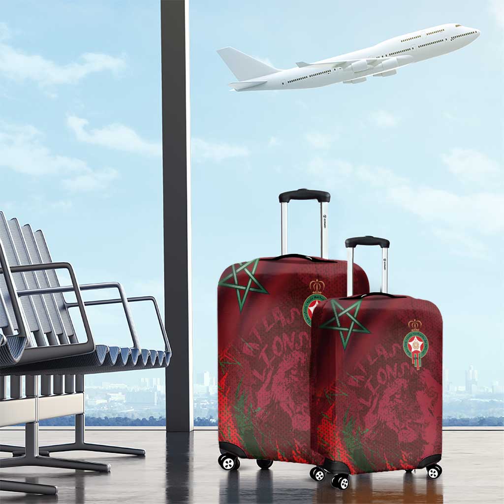 Morocco National Football Luggage Cover The Atlas Lions Grunge with National Flag - Wonder Print Shop