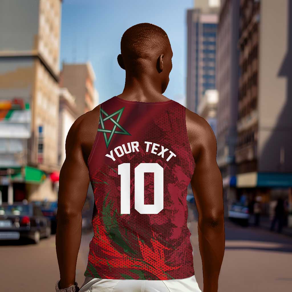 Custom Morocco National Football Men Tank Top The Atlas Lions Grunge with National Flag - Wonder Print Shop