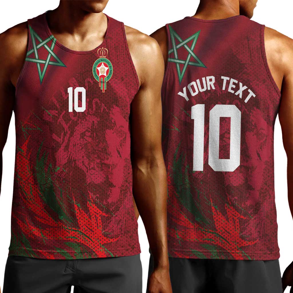 Custom Morocco National Football Men Tank Top The Atlas Lions Grunge with National Flag - Wonder Print Shop
