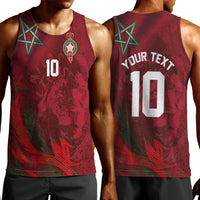 Custom Morocco National Football Men Tank Top The Atlas Lions Grunge with National Flag - Wonder Print Shop
