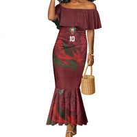 Custom Morocco National Football Mermaid Dress The Atlas Lions Grunge with National Flag - Wonder Print Shop