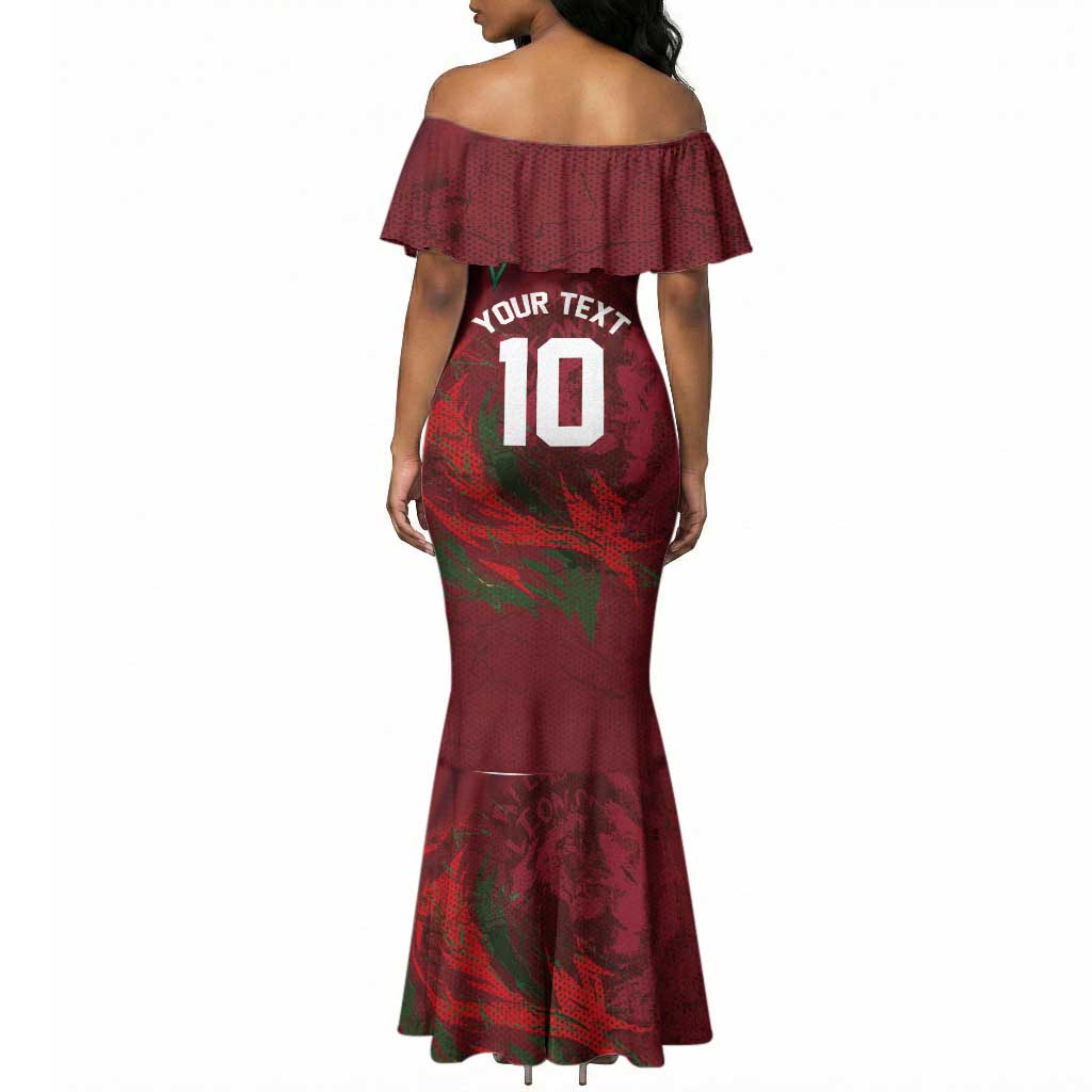 Custom Morocco National Football Mermaid Dress The Atlas Lions Grunge with National Flag - Wonder Print Shop