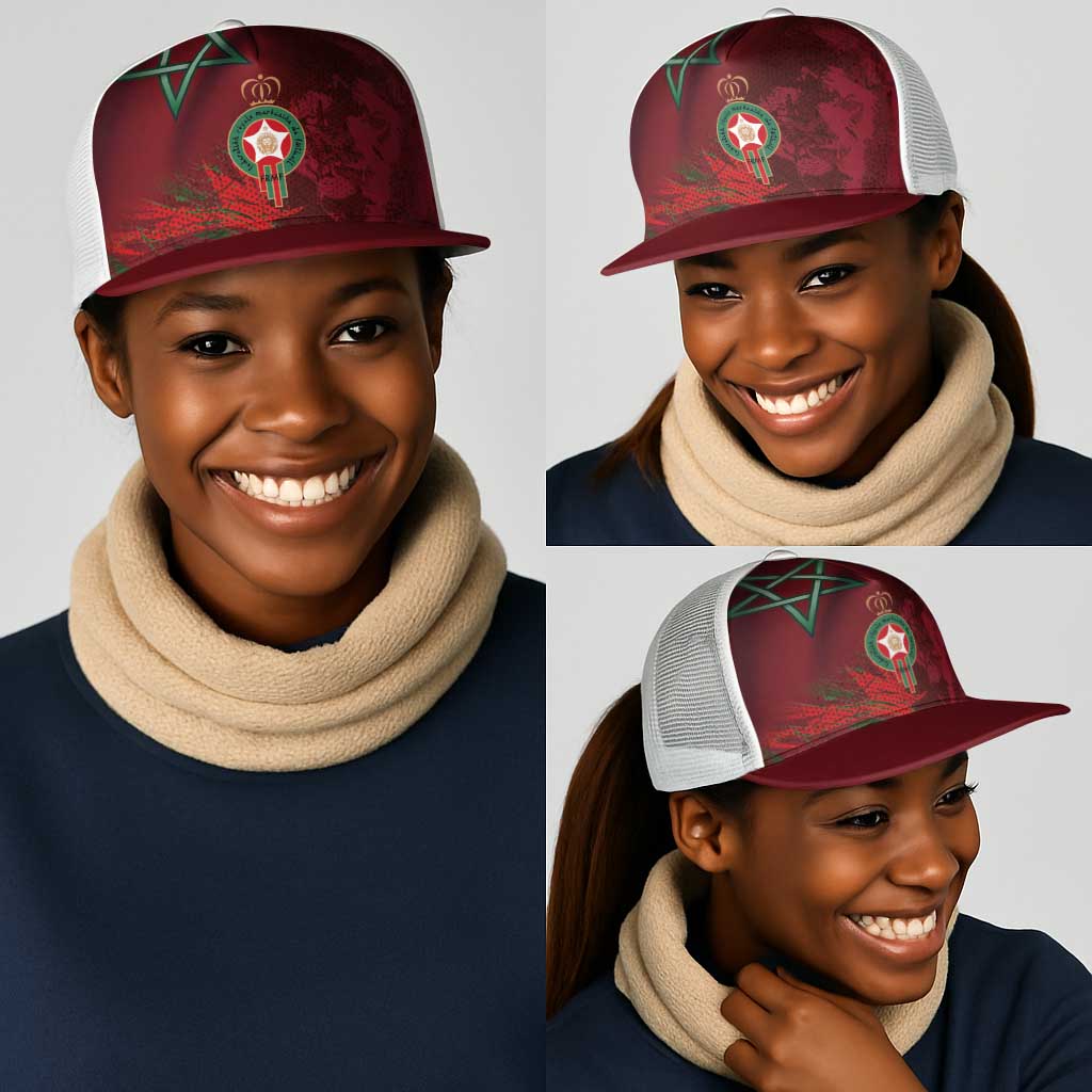 Morocco National Football Mesh Trucker Cap The Atlas Lions Grunge with National Flag - Wonder Print Shop
