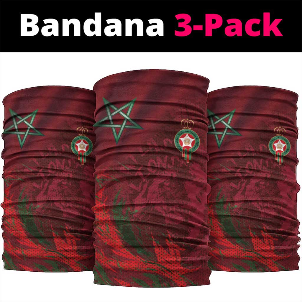 Morocco National Football Neck Gaiter The Atlas Lions Grunge with National Flag - Wonder Print Shop