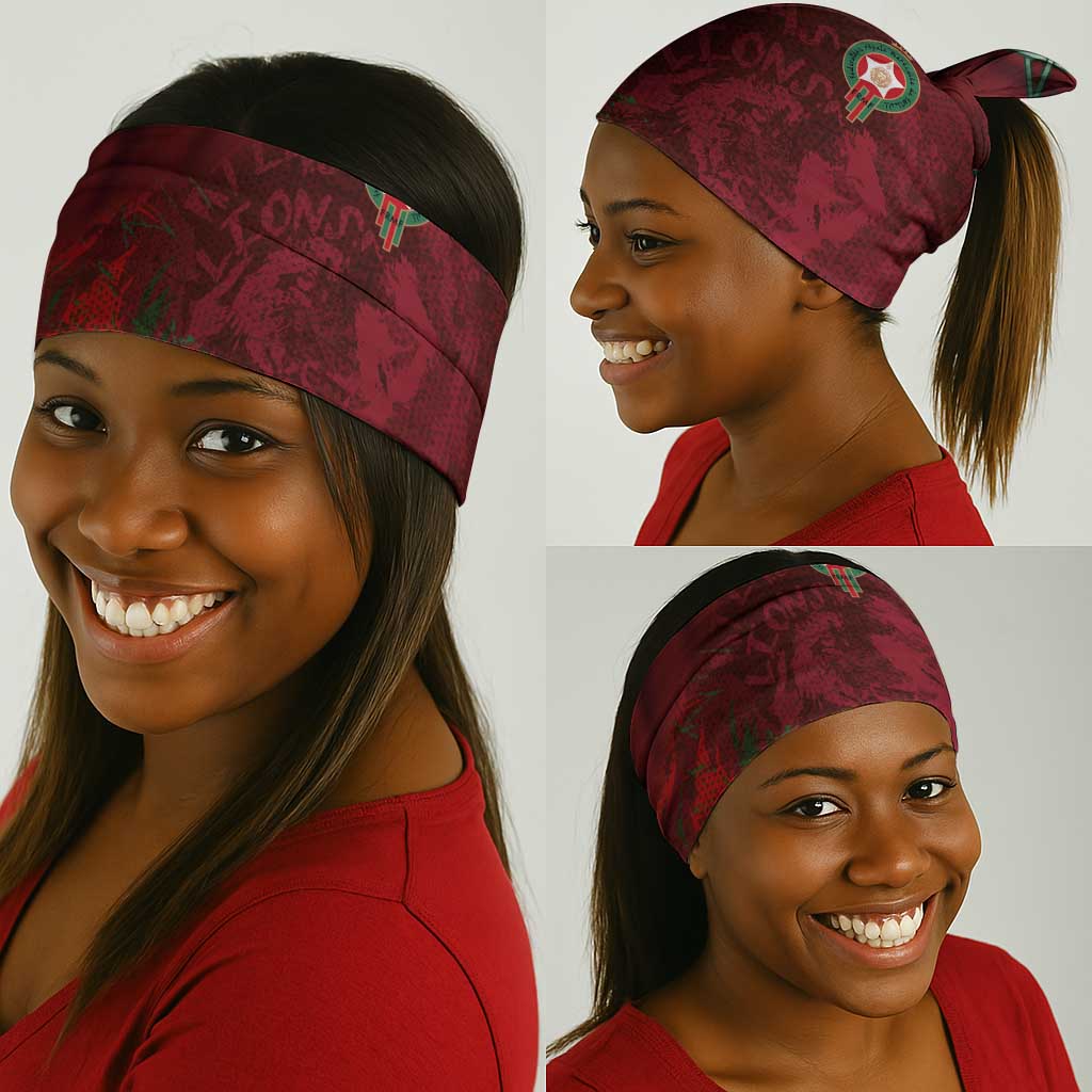 Morocco National Football Neck Gaiter The Atlas Lions Grunge with National Flag - Wonder Print Shop