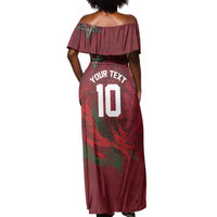 Custom Morocco National Football Off Shoulder Maxi Dress The Atlas Lions Grunge with National Flag - Wonder Print Shop