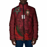 Custom Morocco National Football Padded Jacket The Atlas Lions Grunge with National Flag - Wonder Print Shop