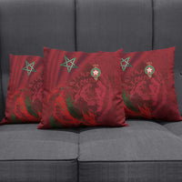 Morocco National Football Pillow Cover The Atlas Lions Grunge with National Flag - Wonder Print Shop