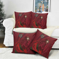 Morocco National Football Pillow Cover The Atlas Lions Grunge with National Flag - Wonder Print Shop