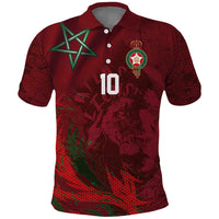Custom Morocco National Football Polo Shirt The Atlas Lions Grunge with National Flag - Wonder Print Shop