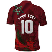 Custom Morocco National Football Polo Shirt The Atlas Lions Grunge with National Flag - Wonder Print Shop