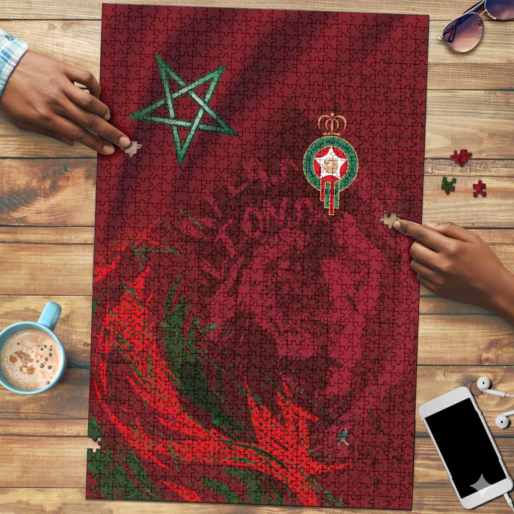 Morocco National Football Puzzle The Atlas Lions Grunge with National Flag - Wonder Print Shop