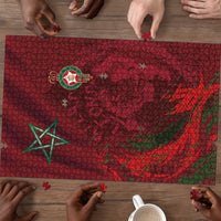 Morocco National Football Puzzle The Atlas Lions Grunge with National Flag - Wonder Print Shop