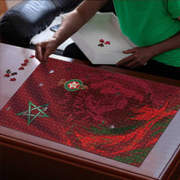 Morocco National Football Puzzle The Atlas Lions Grunge with National Flag - Wonder Print Shop