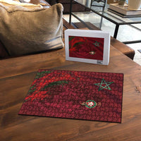 Morocco National Football Puzzle The Atlas Lions Grunge with National Flag - Wonder Print Shop