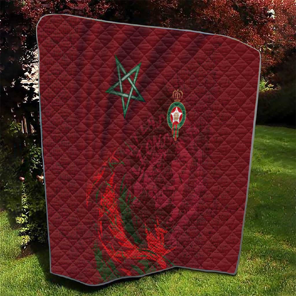 Morocco National Football Quilt The Atlas Lions Grunge with National Flag - Wonder Print Shop