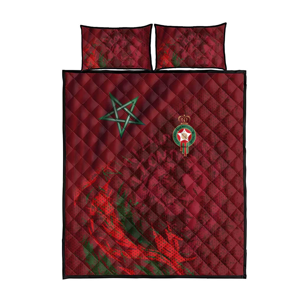 Morocco National Football Quilt Bed Set The Atlas Lions Grunge with National Flag - Wonder Print Shop