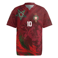 Custom Morocco National Football Rugby Jersey The Atlas Lions Grunge with National Flag - Wonder Print Shop