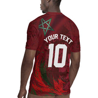 Custom Morocco National Football Rugby Jersey The Atlas Lions Grunge with National Flag - Wonder Print Shop