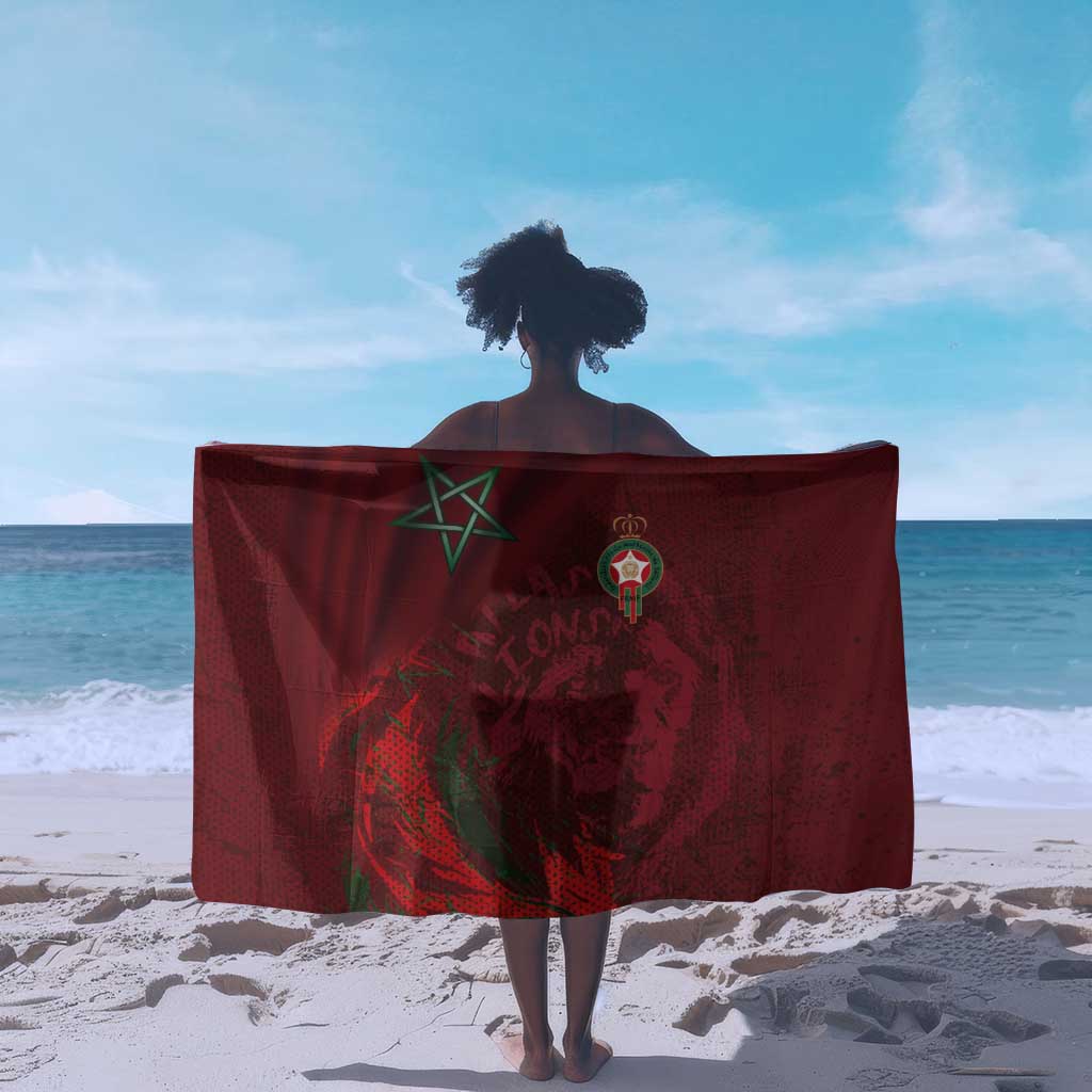 Morocco National Football Sarong The Atlas Lions Grunge with National Flag - Wonder Print Shop