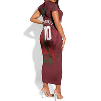 Custom Morocco National Football Short Sleeve Bodycon Dress The Atlas Lions Grunge with National Flag - Wonder Print Shop