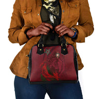 Morocco National Football Shoulder Handbag The Atlas Lions Grunge with National Flag - Wonder Print Shop